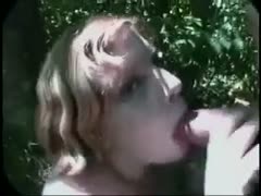Short-haired breasty princess likes to engulf wang in the wood